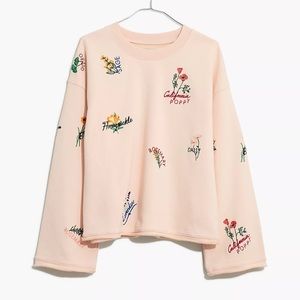 Botanical Embroidered Bell-Sleeve Sweatshirt